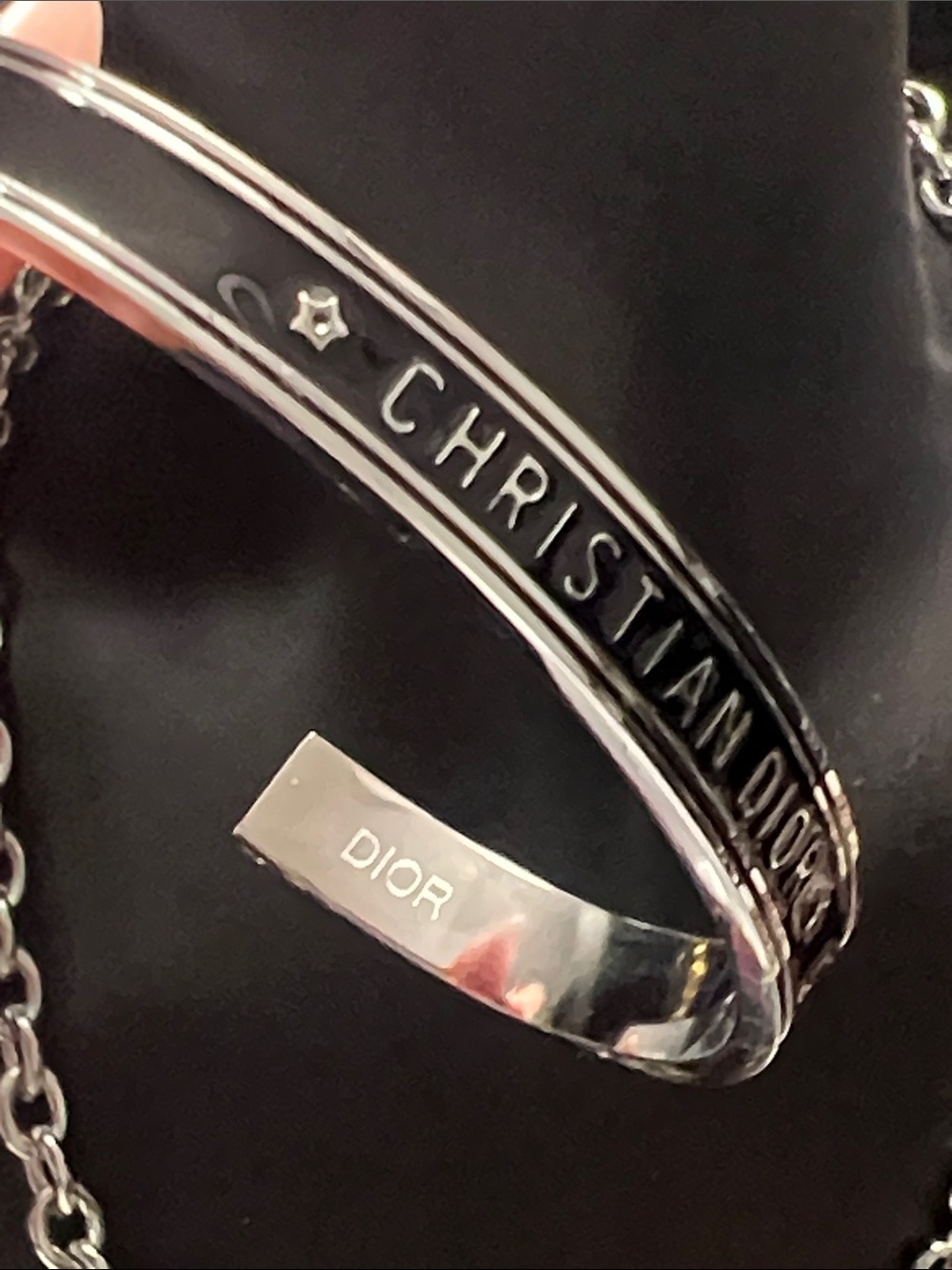 Up Cycled Silver-Tone Logo Cuff Bracelet - Polished Silver - Picture 3 of 9